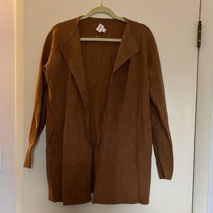 J. Crew Open-Front Long Cardigan in Warm Brown